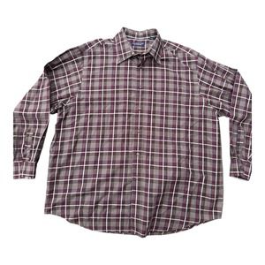 Roundtree & Yorke Brown Plaid Flannel Men's Shirt, Size XL‎